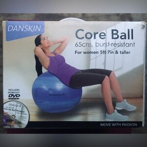Danskin Blue Core Exercise Yoga Ball 65cm Included DVD New in Box